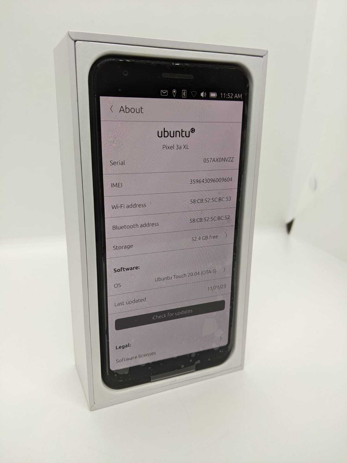 Google Pixel 3a XL 64GB Ubuntu Touch 20.03Ver13 4GLTE Smartphone G020C Degoogled