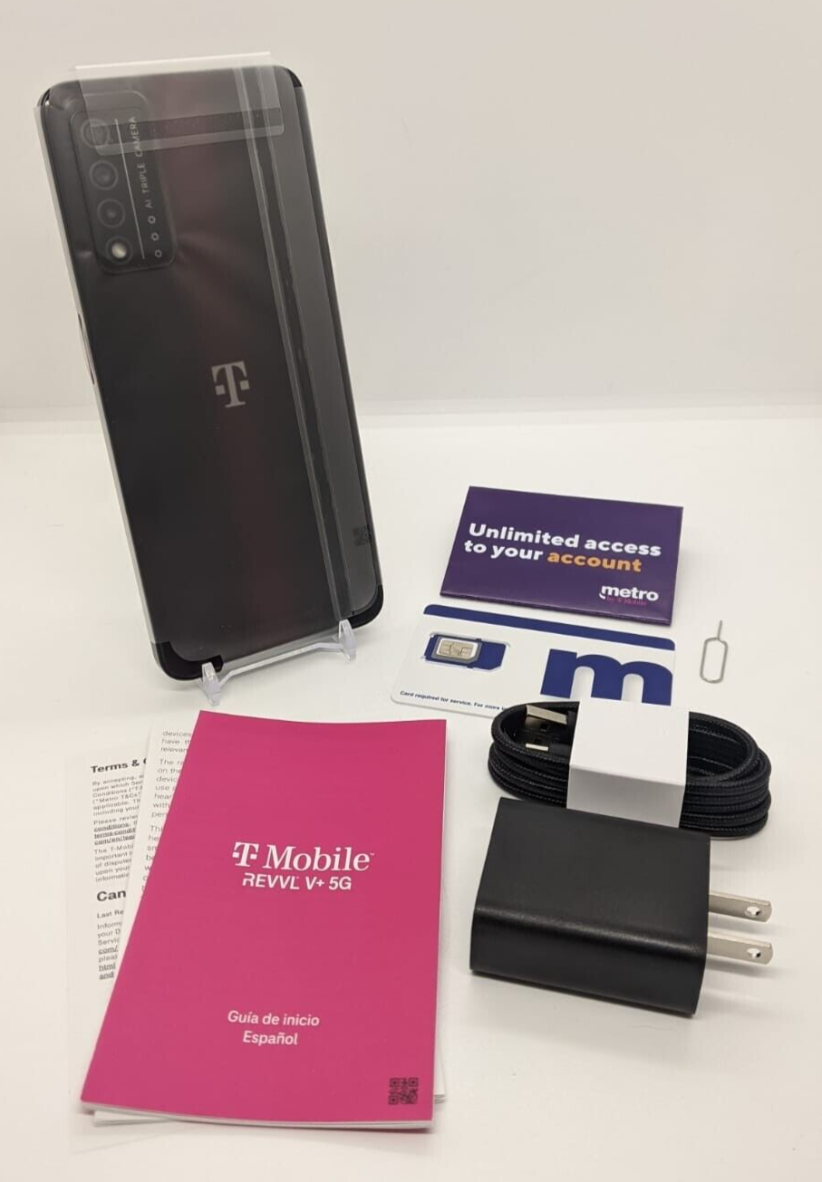 T-Mobile REVVL V+ 5G 64GB Nebula Black Metro PCS Android Smartphone NEW!