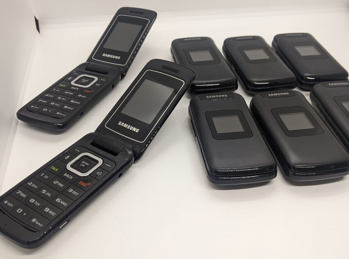 Lot of 8 Samsung Entro SPH-M270 Black (Sprint/Virgin/Paylo) Flip Phone FOR PARTS