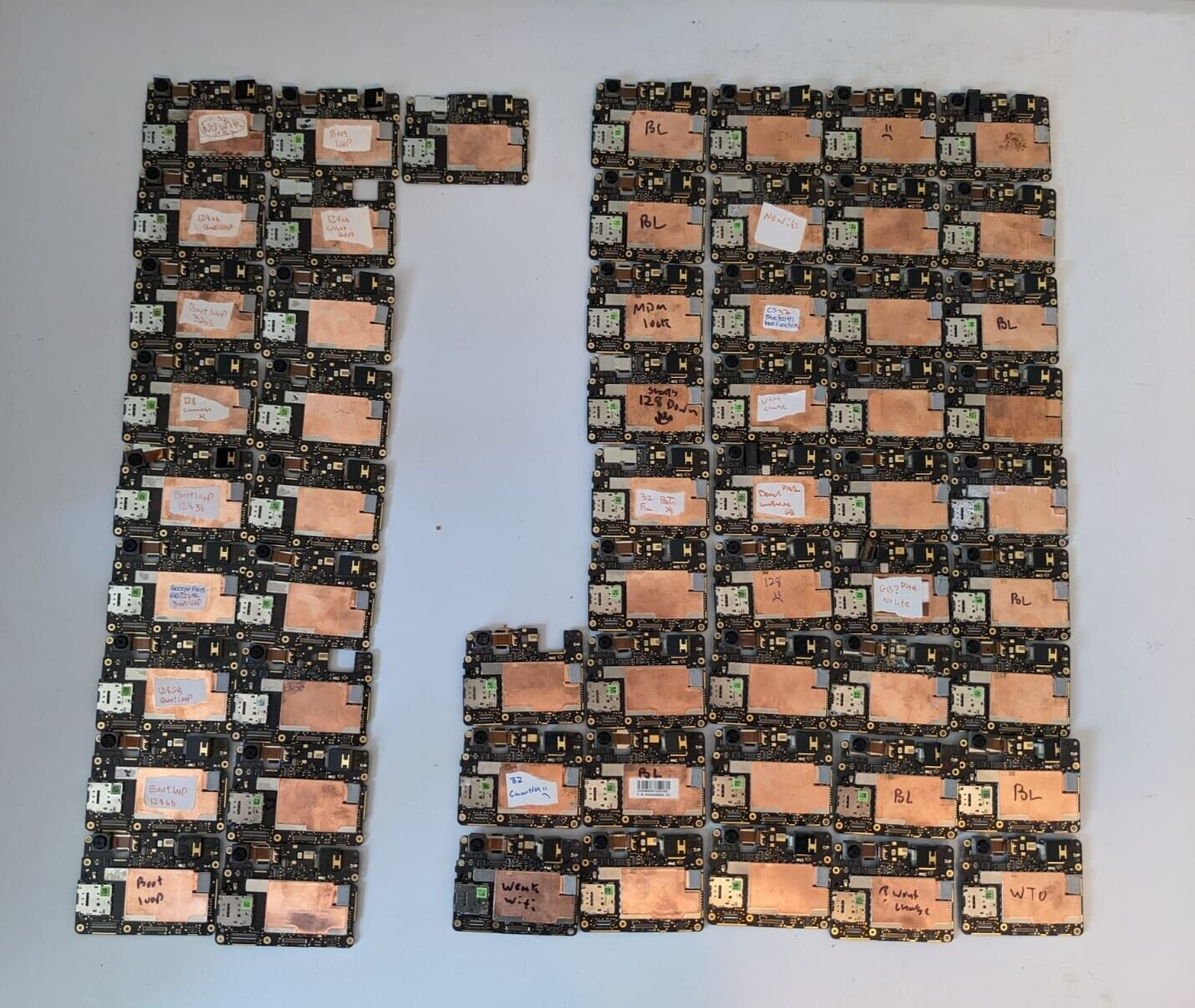 Lot of 58 (39) Pixel 1 and (19) Pixel XL Motherboards FOR PARTS