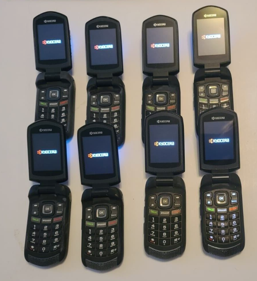 Lot of 8 Kyocera Dura XTP 3G Sprint Flip Phone E4281 FOR PARTS