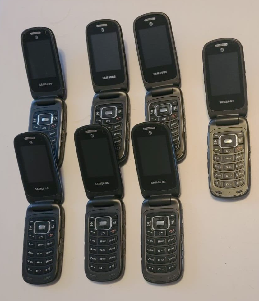 Lot of 7 Samsung Rugby III 3 Black 3G  Flip Phone SGH-A997 FOR PARTS WORKING