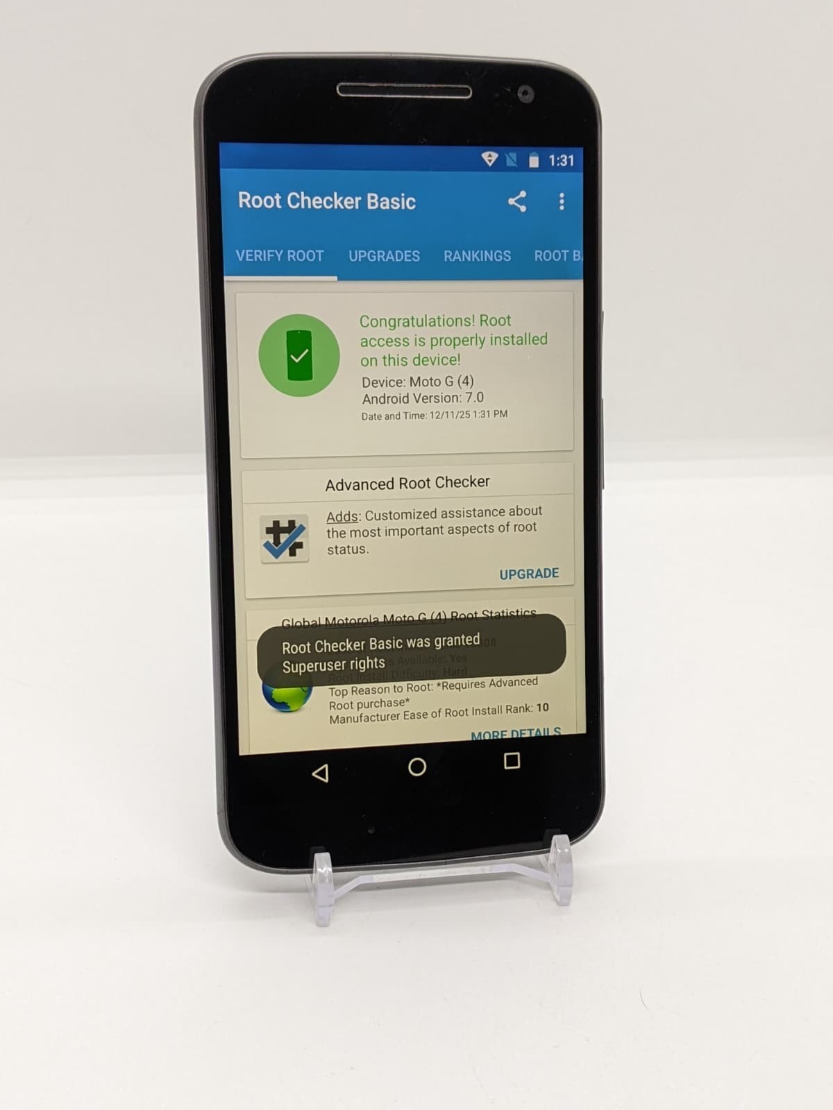 Rooted Motorola Moto G4 32GB Unlocked 2GB RAM Android 7.0 Smartphone XT1625 5.5"