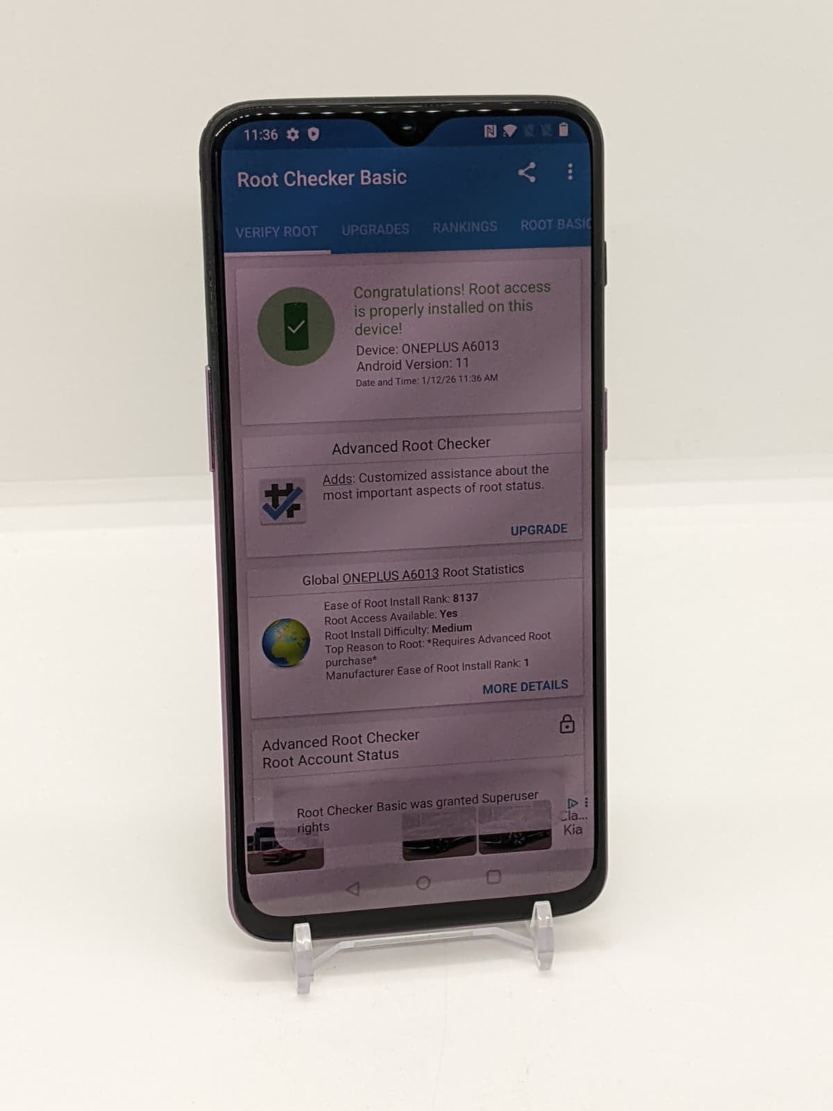 Rooted OnePlus 6T 128GB Black Android 11 Magisk Rooted Smartphone A6013 8GB RAM