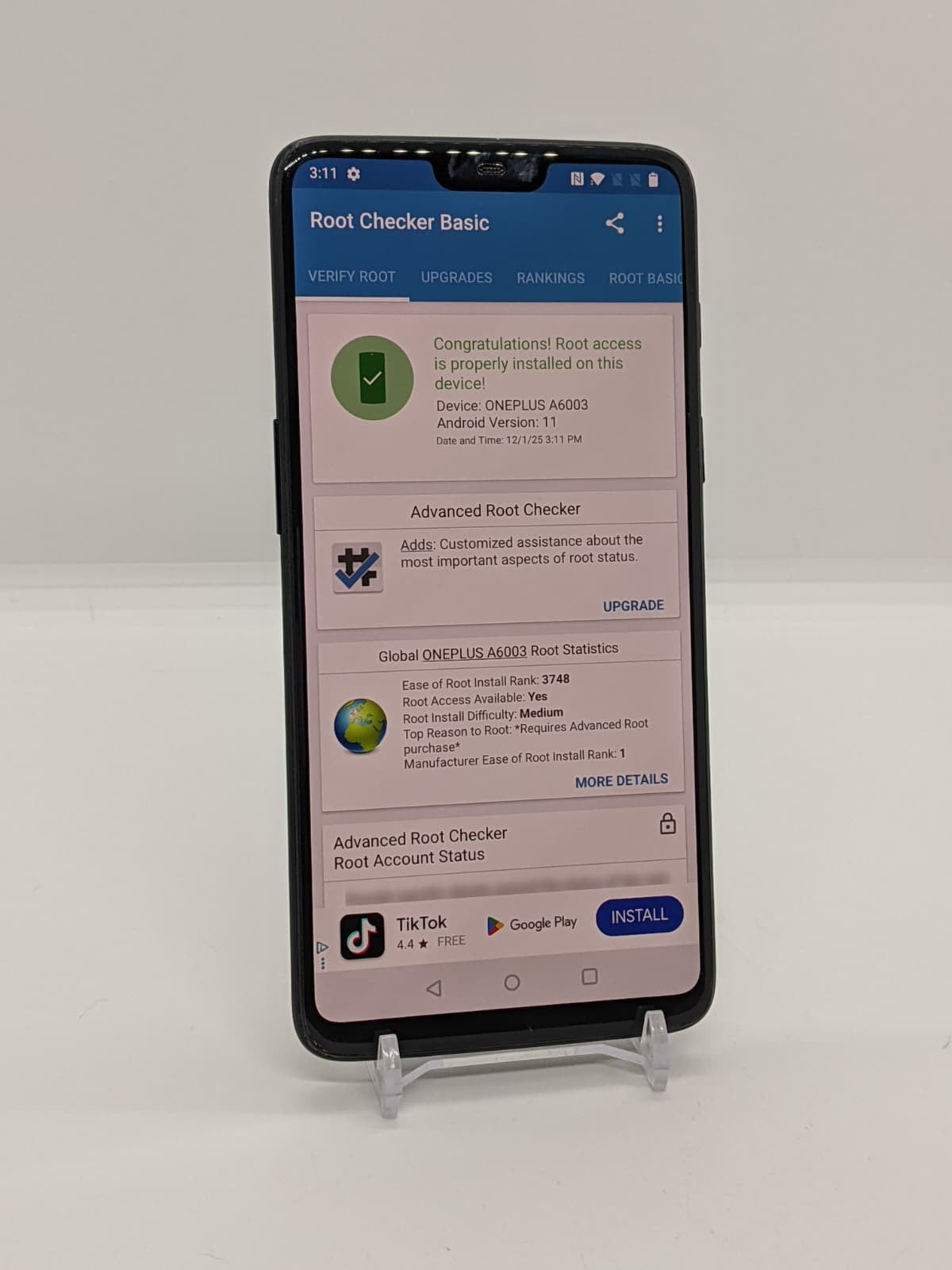 Rooted OnePlus 6T 128GB Black Android Magisk Rooted Smartphone A6013 8GB RAM
