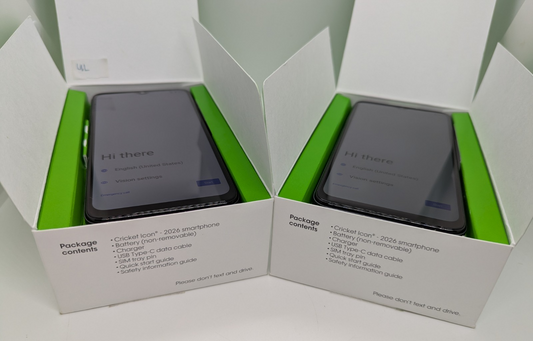 Lot of 2 - Cricket Icon (2026) 5G 64GB 1-Cricket Only / 1-UL Android Smartphone