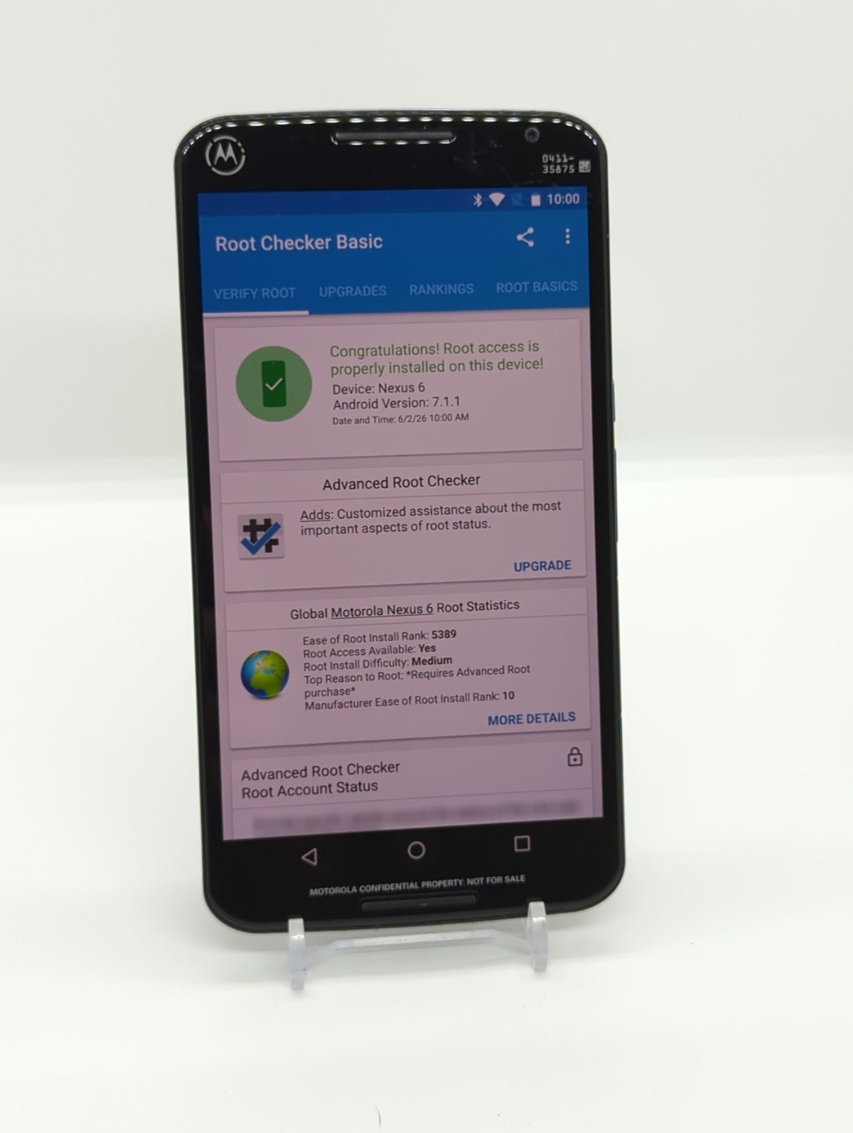 Rooted Motorola Nexus 6 32GB Unlocked Android 4G LTE Smartphone XT1103 Prototype