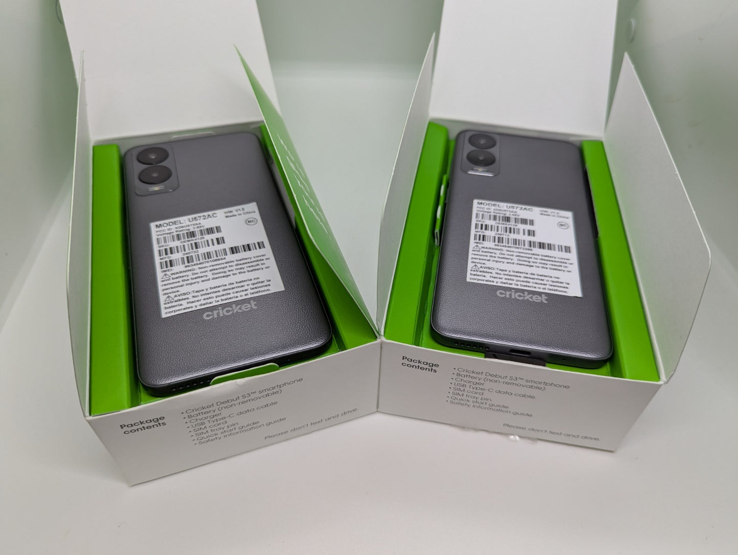 Lot of 2 - Cricket Debut S3 (Cricket Only) 4G LTE Android Smartphone U572AC