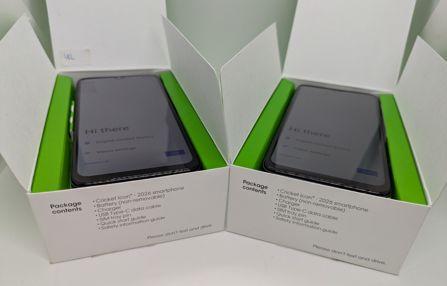 Lot of 2 - Cricket Icon (2026) 5G 64GB 1-Cricket Only / 1-UL Android Smartphone
