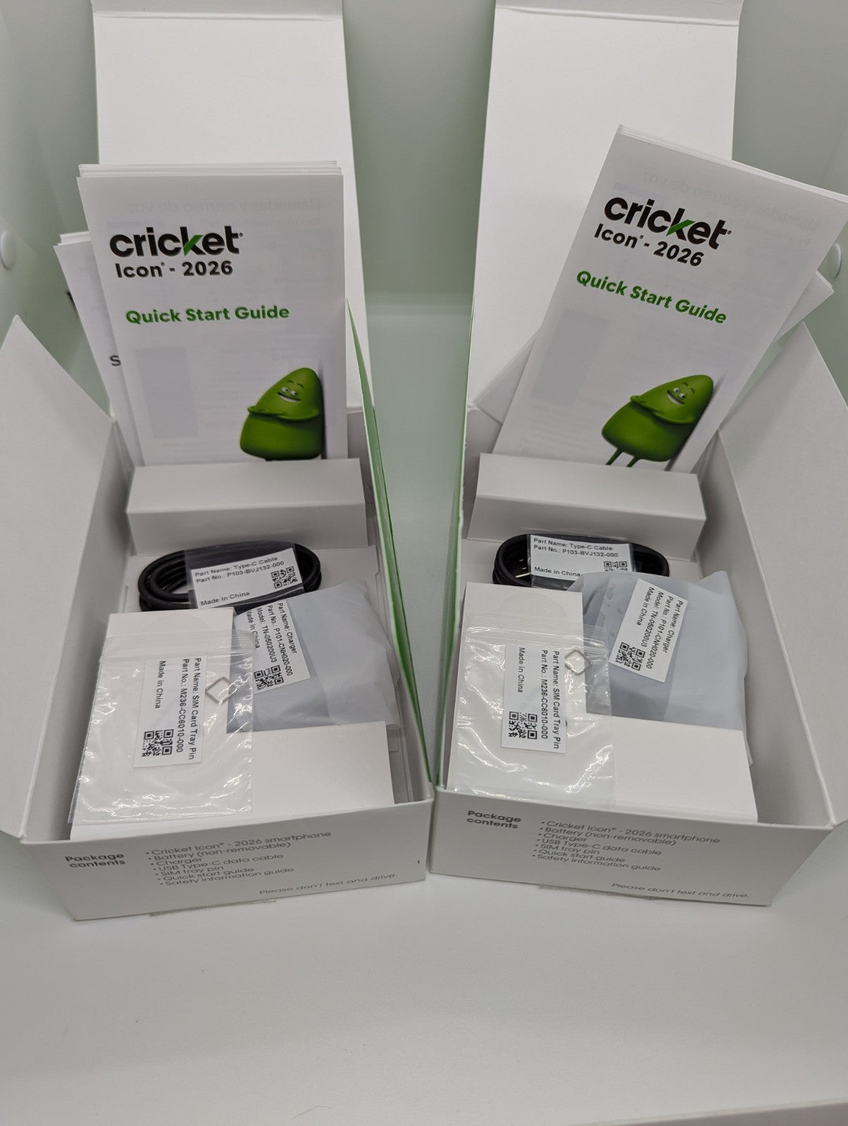 Lot of 2 - Cricket Icon (2026) 5G 64GB 1-Cricket Only / 1-UL Android Smartphone