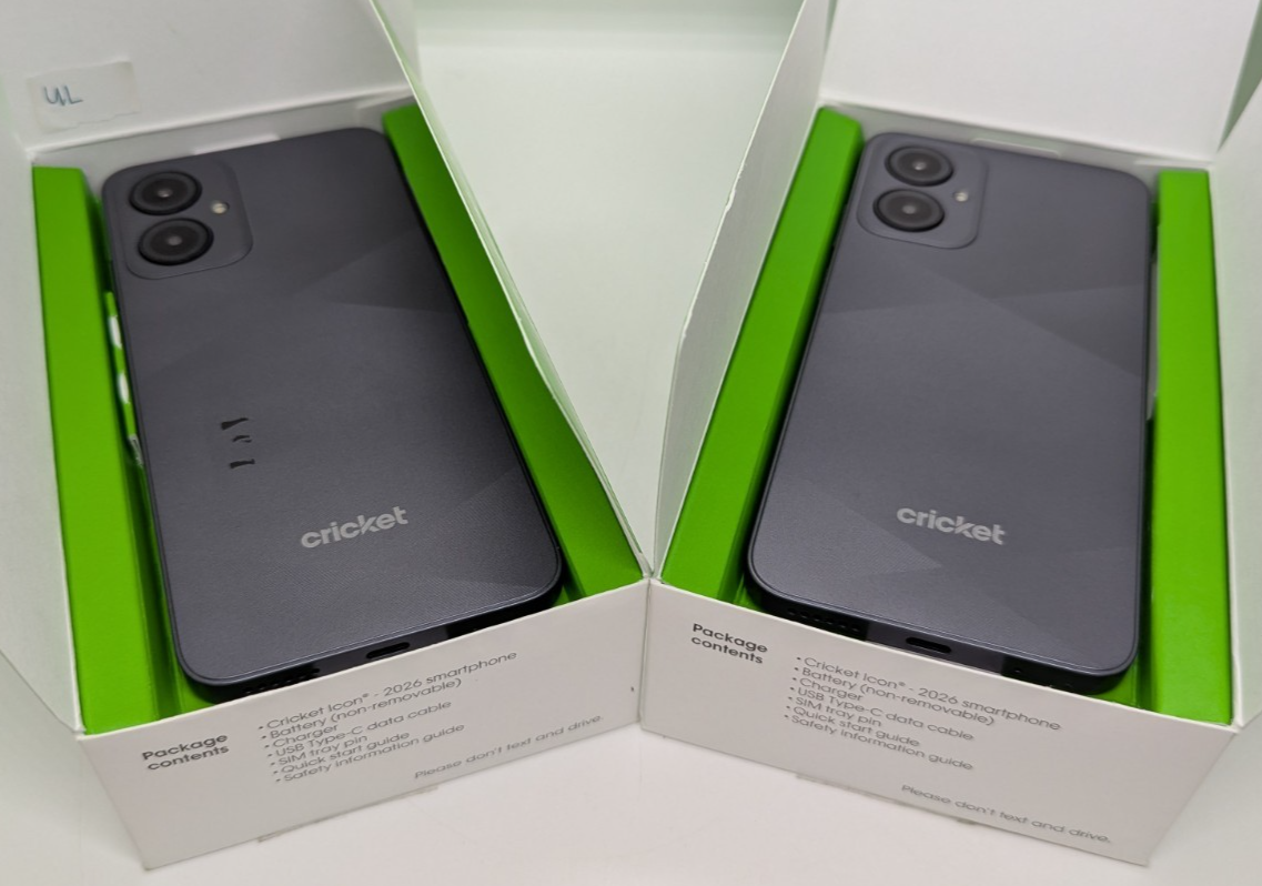 Lot of 2 - Cricket Icon (2026) 5G 64GB 1-Cricket Only / 1-UL Android Smartphone