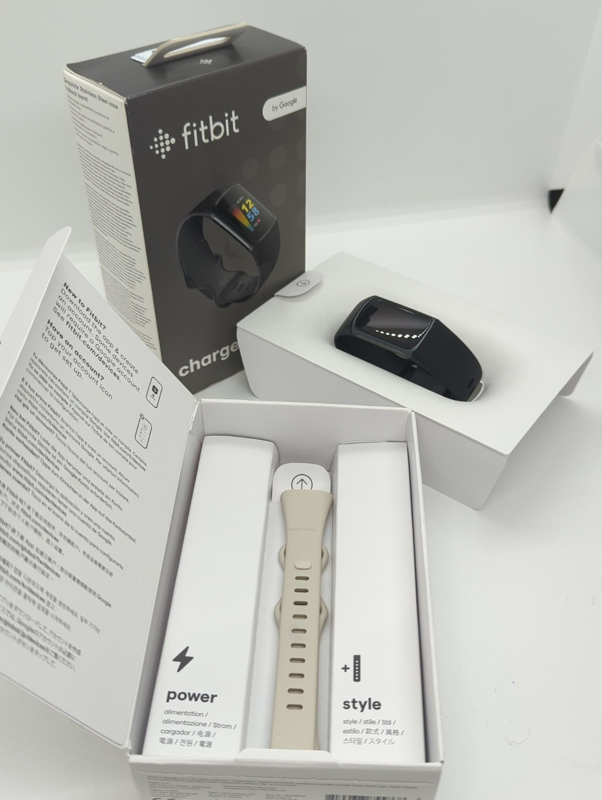 Fitbit Charge 5 Activity Tracker Black Graphite Stainless Steel w/ Extra GREAT!