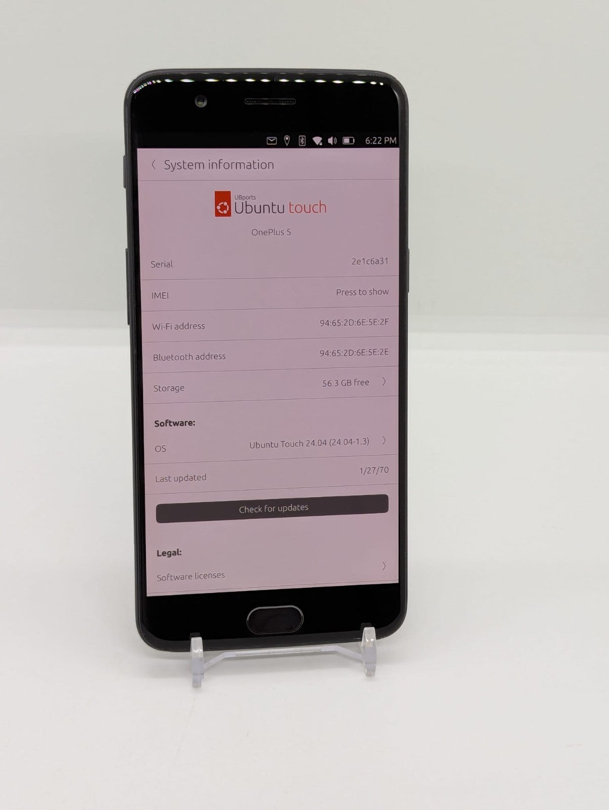 OnePlus 5 64GB Unlocked Ubuntu Touch Linux Smartphone 6GB RAM A5000 Dual Sim
