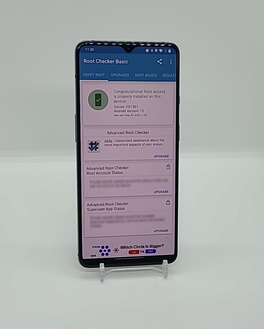 OnePlus 7T 128GB Magisk Rooted Unlocked 8GB RAM Android 12 Smartphone Gray