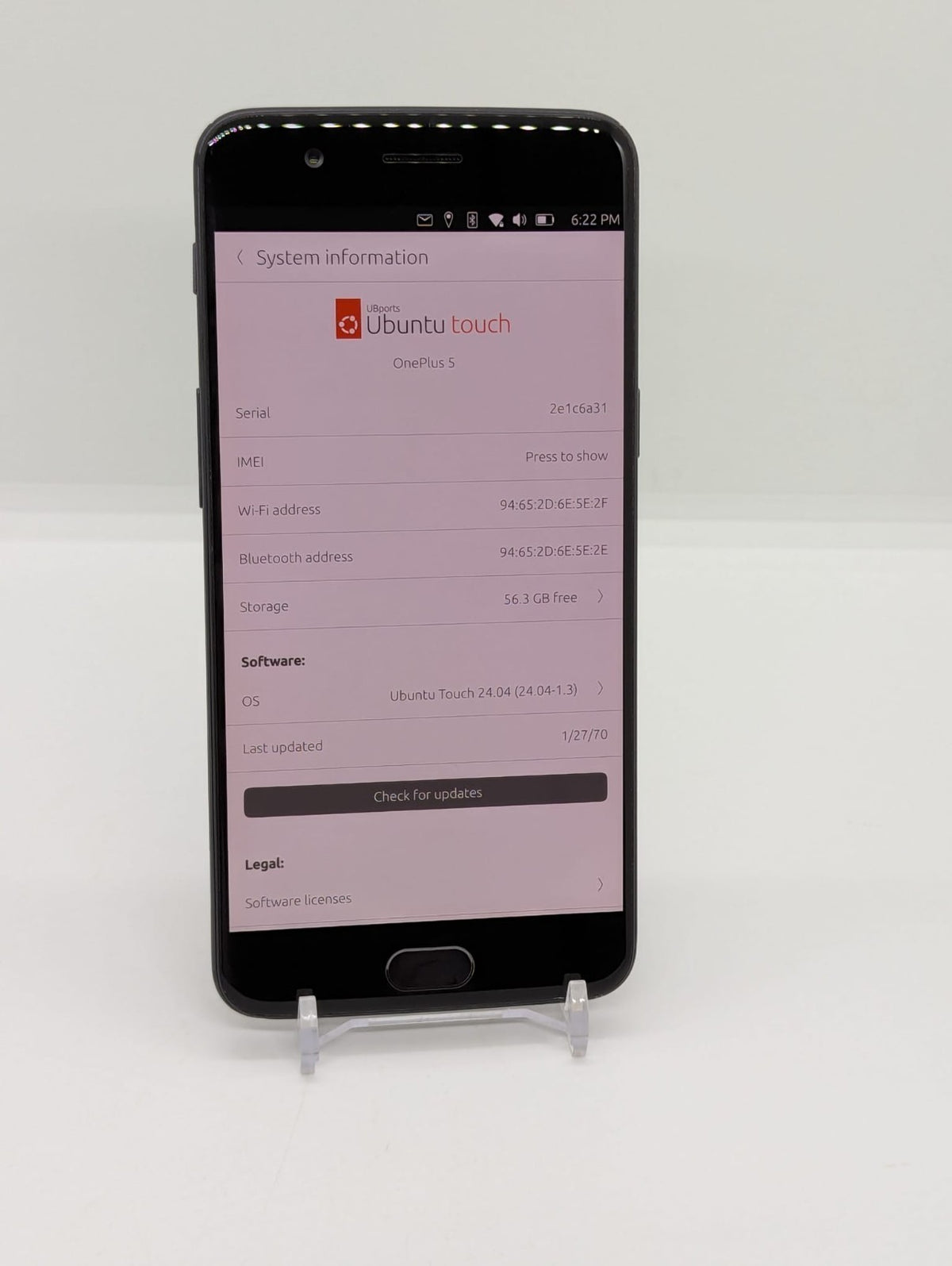 OnePlus 5 64GB Unlocked Ubuntu Touch Linux Smartphone 6GB RAM A5000 Dual Sim