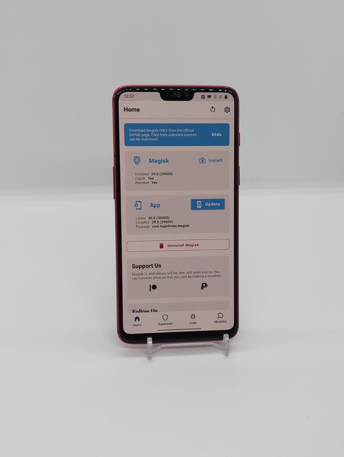 OnePlus 6 128GB Magisk Rooted Android 11 Smartphone A6000 8GB RAM Dual Sim Red.