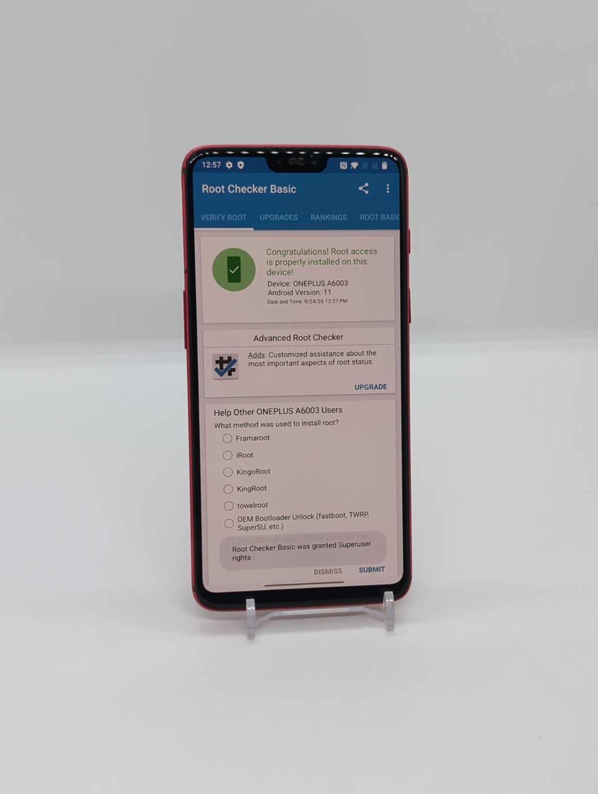OnePlus 6 128GB Magisk Rooted Android 11 Smartphone A6003 8GB RAM Dual Sim Red