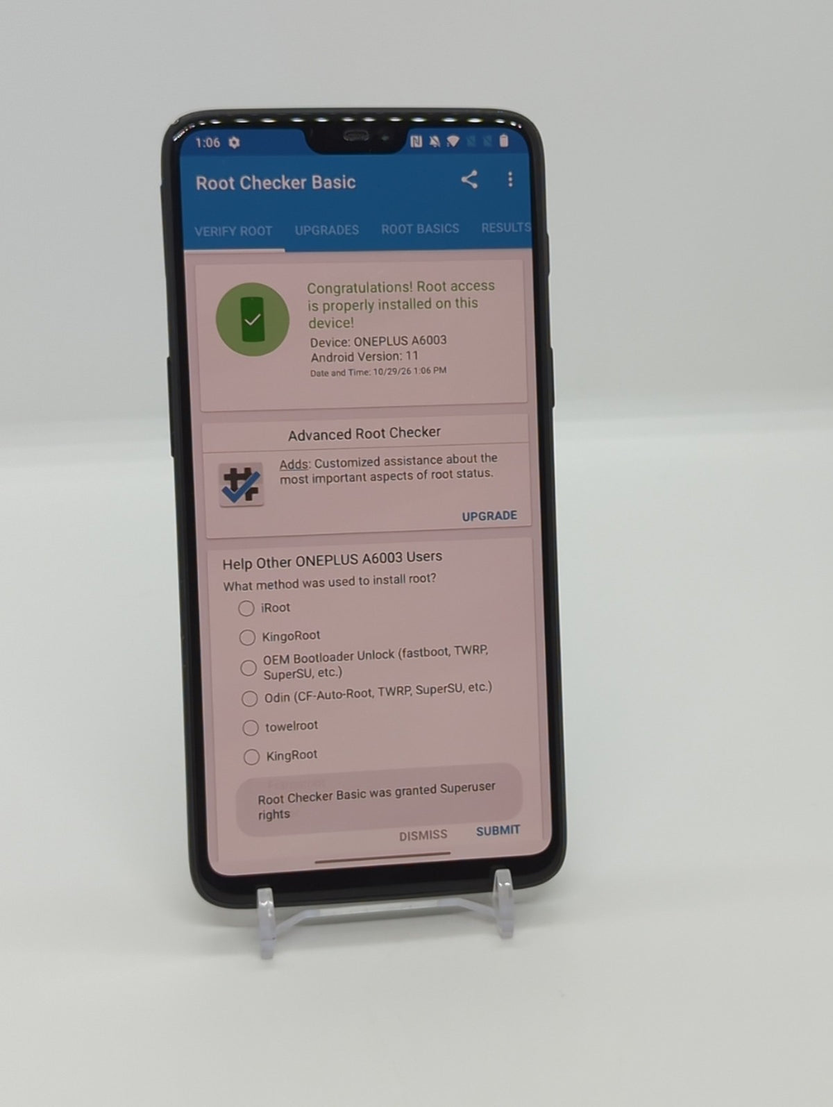 OnePlus 6 128GB Magisk Rooted Android 11 Smartphone A6003 8GB RAM Dual Sim Black